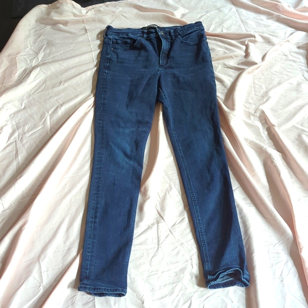 Express Dark Blue Mid-Rise Skinny Jeans